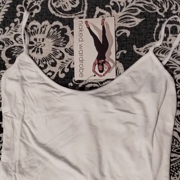 Naked Wardrobe NEW White Spaghetti Strap Neutral Base Layer Cheeky Bodysuit L - Picture 5 of 7